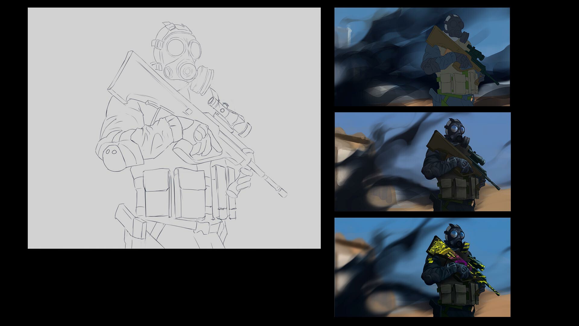 making of drawing process viktor-kolodiazhnyi cs-go digital art