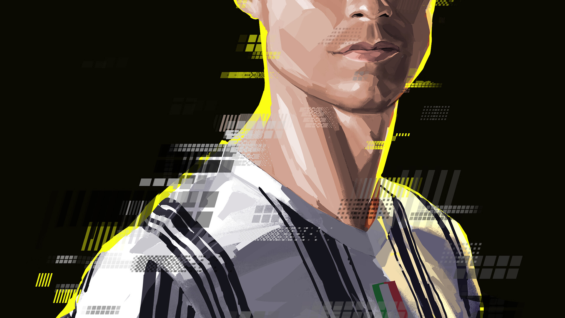 ronaldo football digital art drawing half