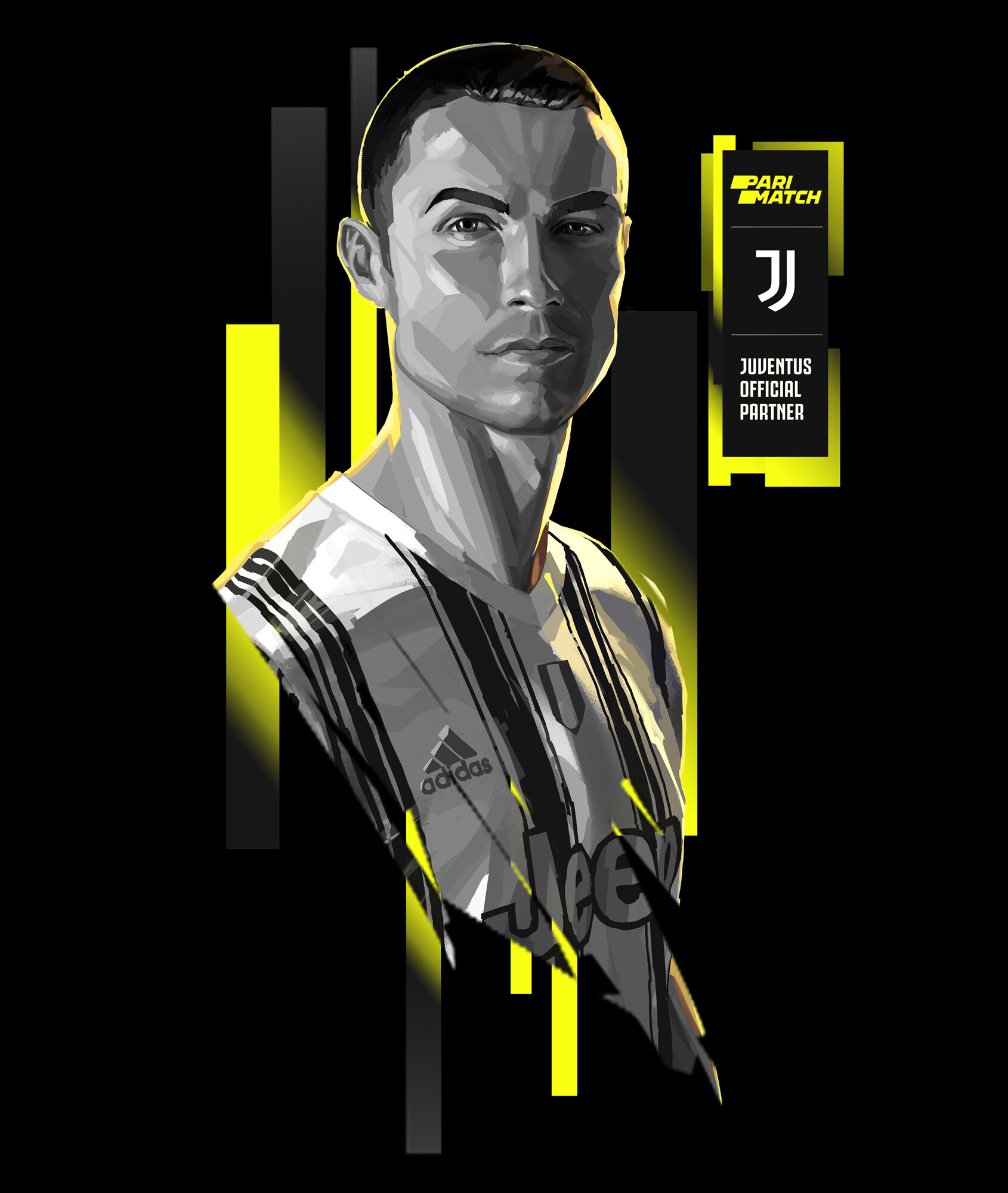 ronaldo football digital art drawing merch print